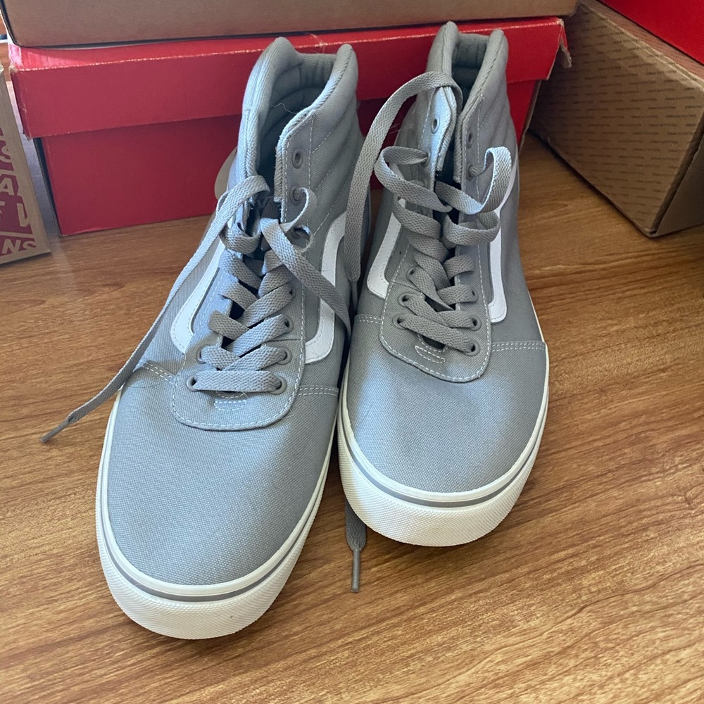 High Top Canvas Vans - Grey and White